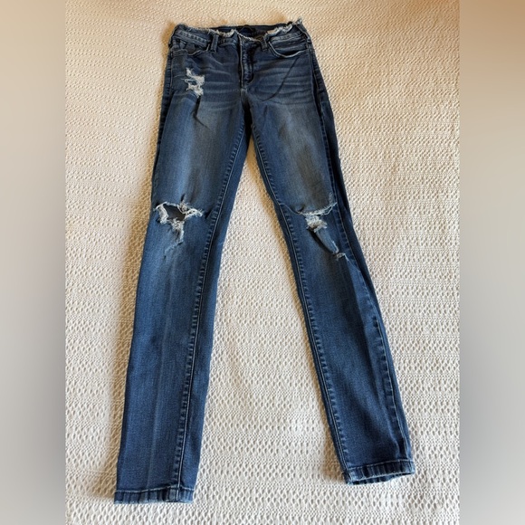 KanCan Blue Skinny Jeans Distressed Style size 27 - Picture 1 of 6